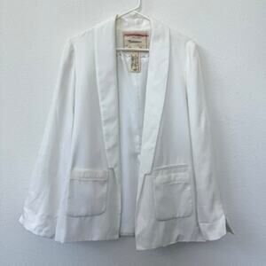 CARTONNIER White Blazer Size 8 Tencel Cotton Minimalist Scandi Light Academia